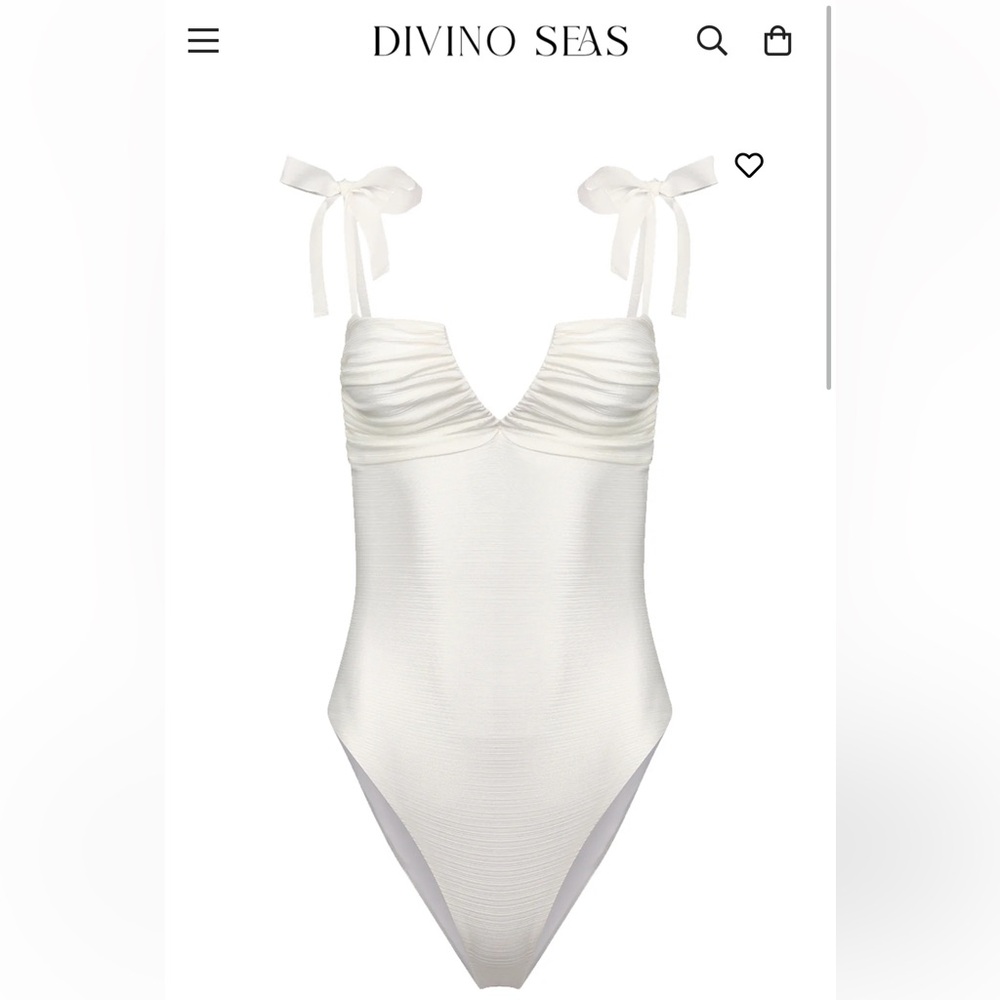 NWT Divino Seas Cute Natala Pearly White Tie-Shoulder One-Piece Swimsuit